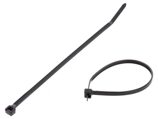 Kabelbinder; L: 142mm; W: 3,6mm; polyamide; 178N; zwart; Ømax: 35mm Kabelbinder; L: 142mm; W: 3,6mm; polyamide; 178N; zwart; Ømax: 35mm